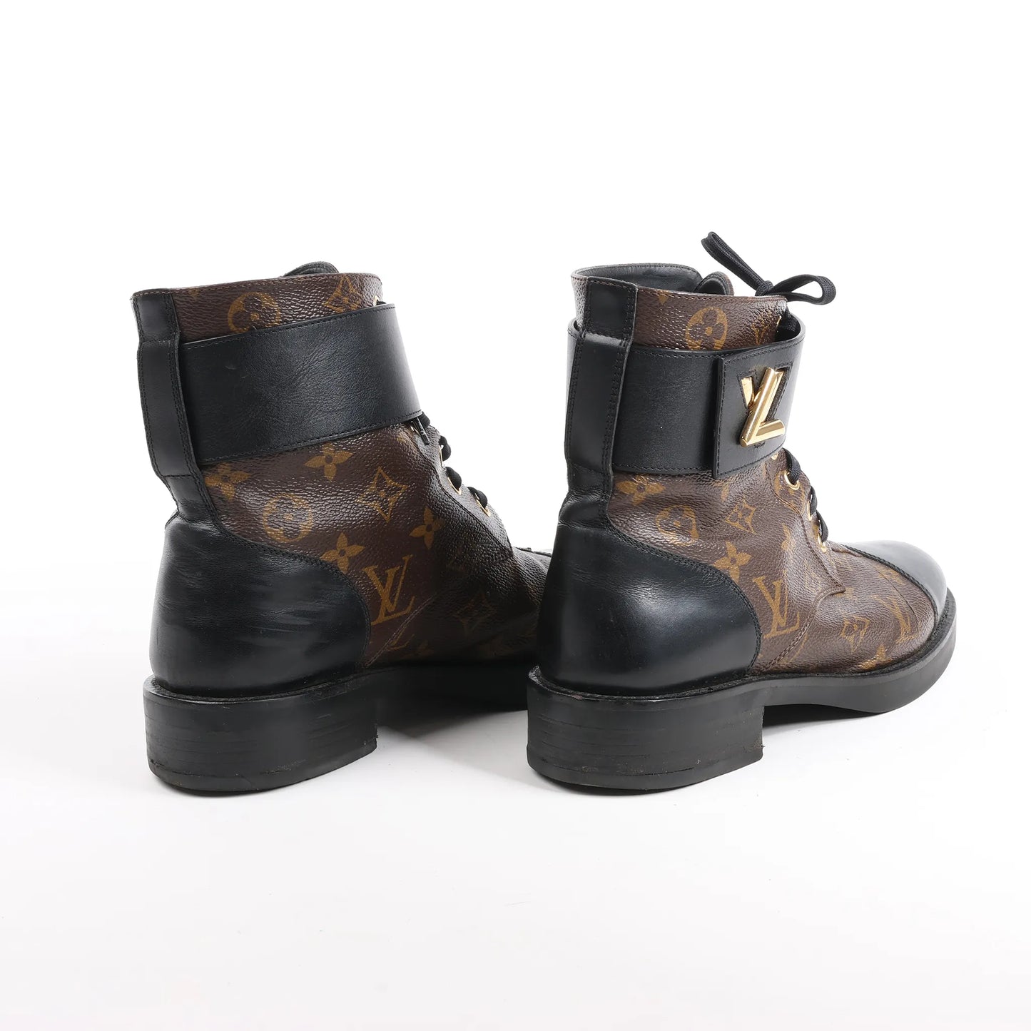 Louis Vuitton Monogram Wonderland Flat Ranger Ankle Boots in Black, Size 39 EU
