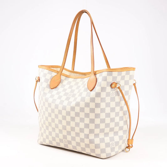Louis Vuitton Damier Azur Neverfull MM Shoulder Bag in Beige N51107