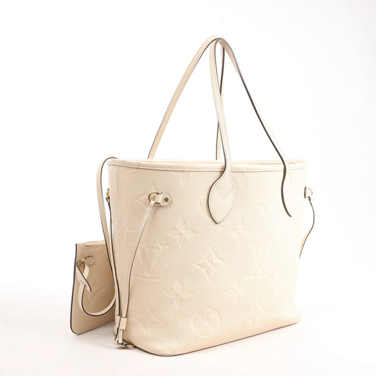 Louis Vuitton Neverfull MM Monogram Empreinte Shoulder Bag in White M46676