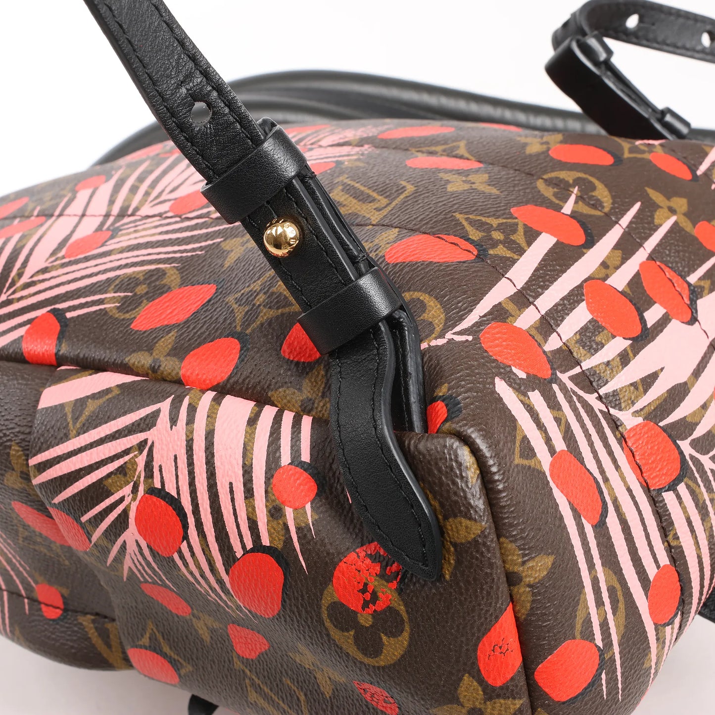 Sac à dos Louis Vuitton Palm Springs Monogram Jungle Dots PM marron et rose