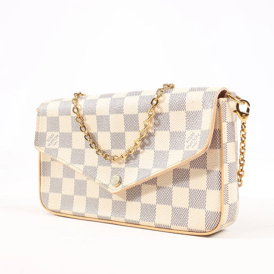 Louis Vuitton Damier Azur Pochette Pochette Félicie Crossbody Bag in Beige N63106