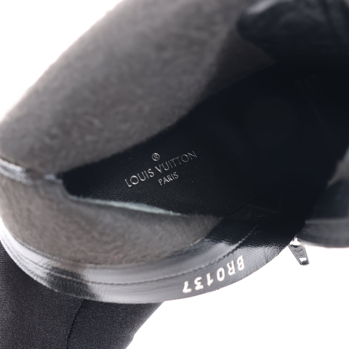 Louis Vuitton Silhouette Lines Patent Leather Ankle Boots in Black BR0137, Size 37.5 EU