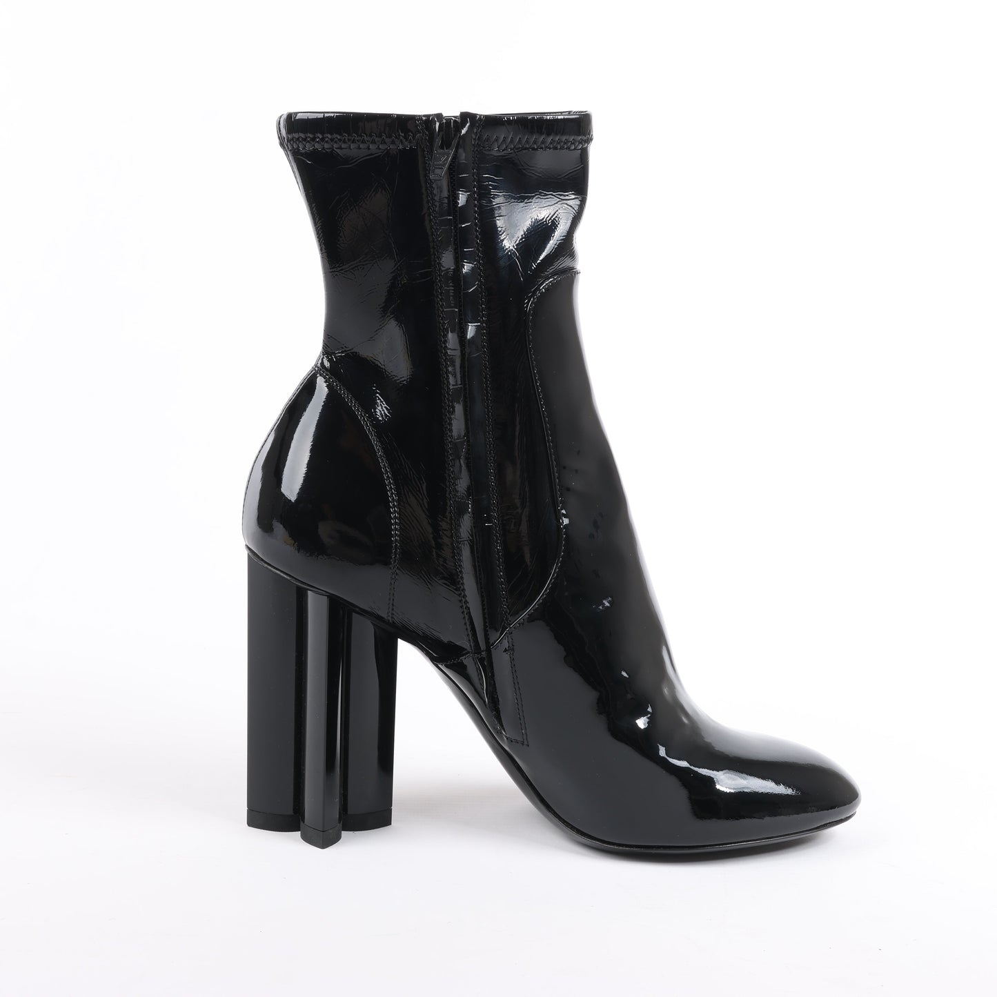 Louis Vuitton Silhouette Lines Patent Leather Ankle Boots in Black BR0137, Size 37.5 EU