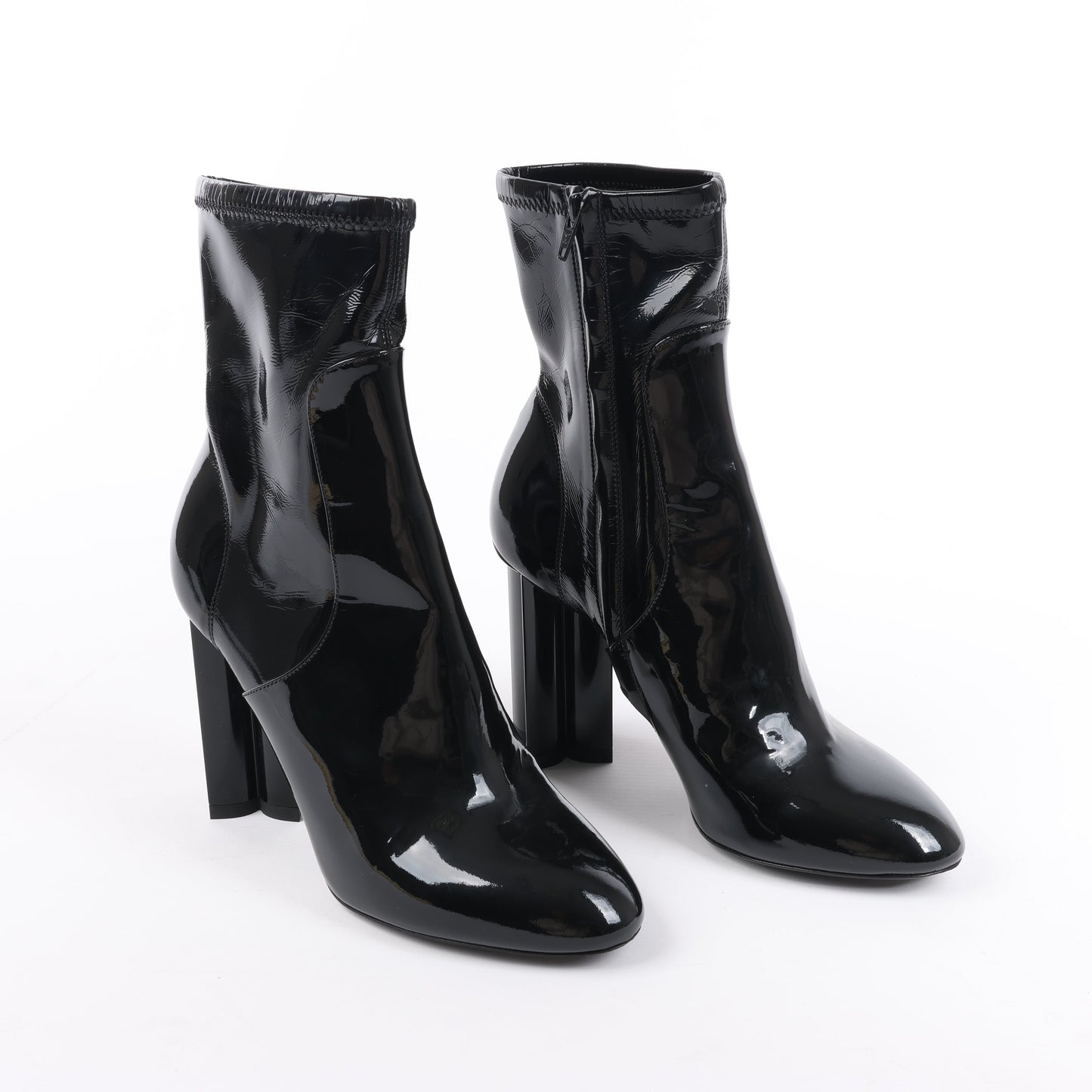 Louis Vuitton Silhouette Lines Patent Leather Ankle Boots in Black BR0137, Size 37.5 EU