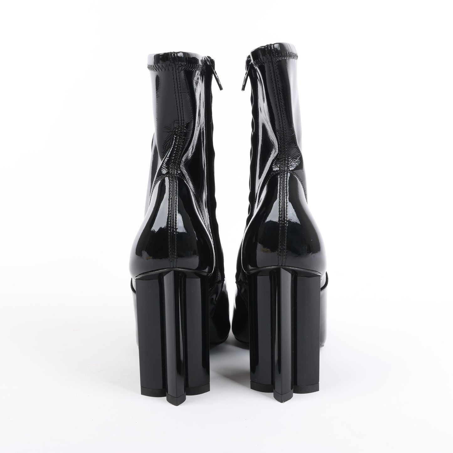 Louis Vuitton Silhouette Lines Patent Leather Ankle Boots in Black BR0137, Size 37.5 EU