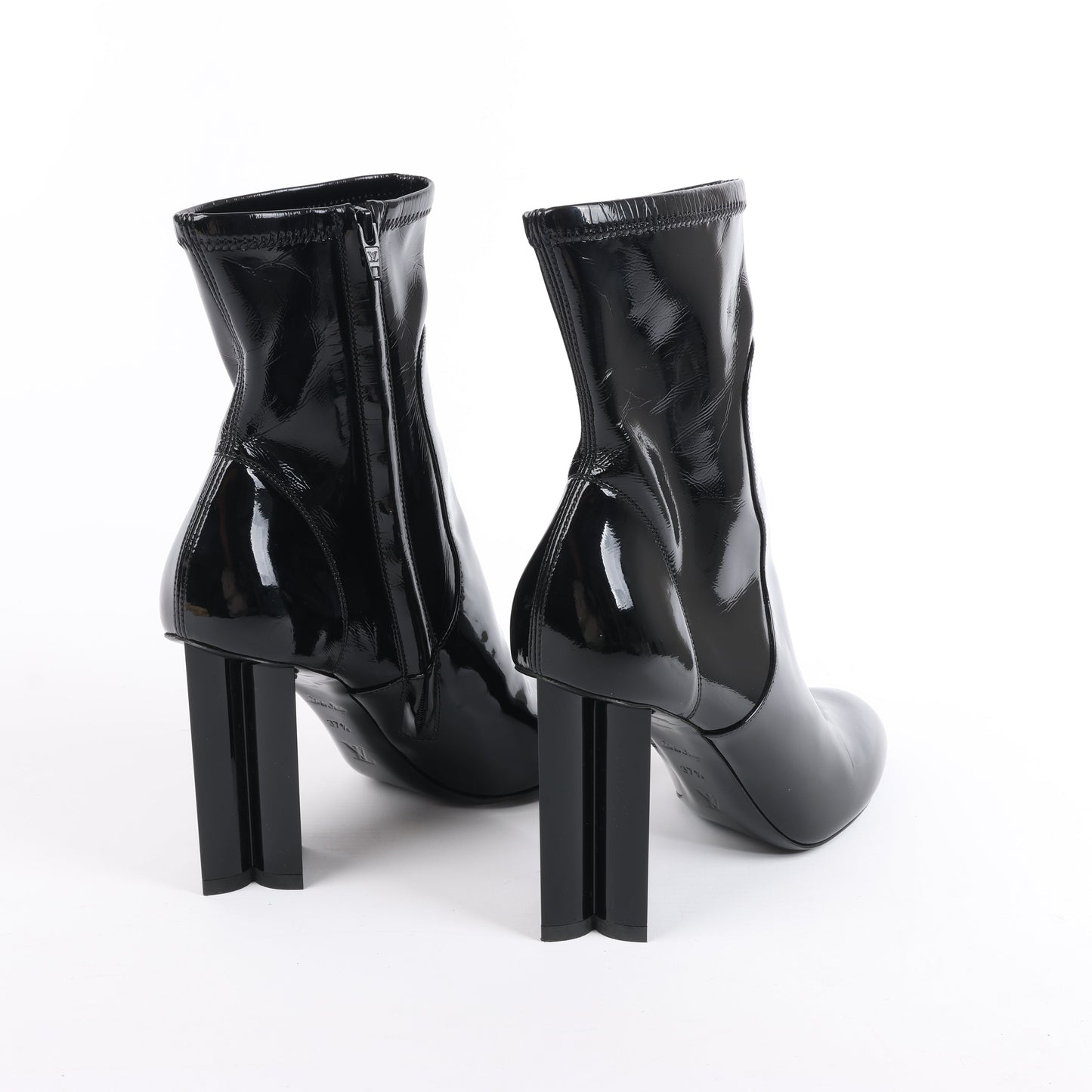Louis Vuitton Silhouette Lines Patent Leather Ankle Boots in Black BR0137, Size 37.5 EU