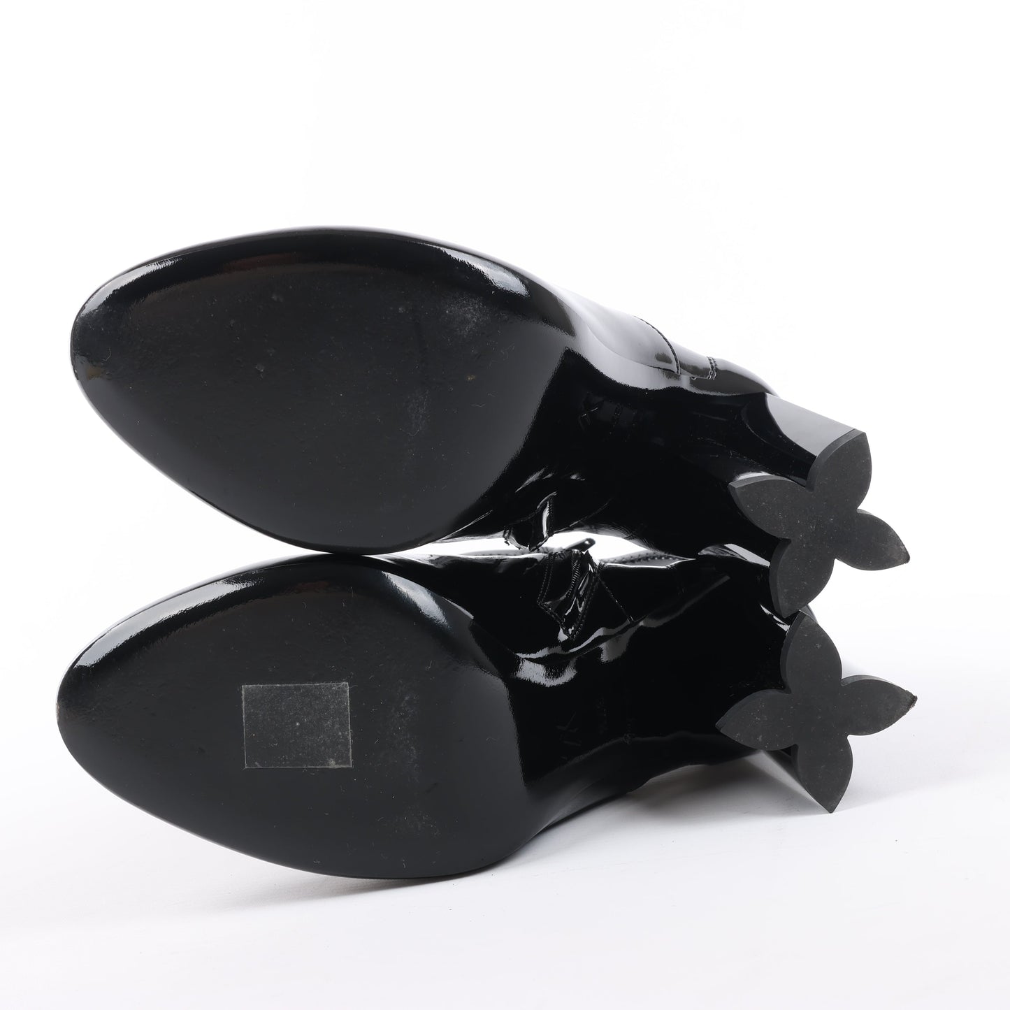 Louis Vuitton Silhouette Lines Patent Leather Ankle Boots in Black BR0137, Size 37.5 EU