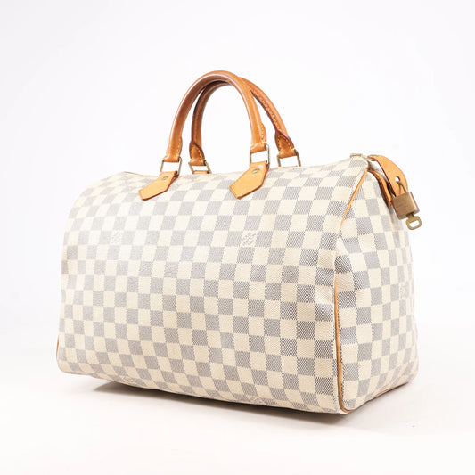 Louis Vuitton Damier Azur Speedy 35 Handbag in Beige N41535
