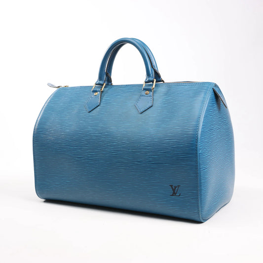 Louis Vuitton Epi Leather Speedy 35 Handbag in Blue M42995