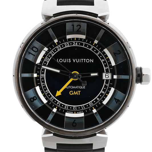 Louis Vuitton Tambour Q113K SG7133 SS & Rubber AT Watch with Black Dial