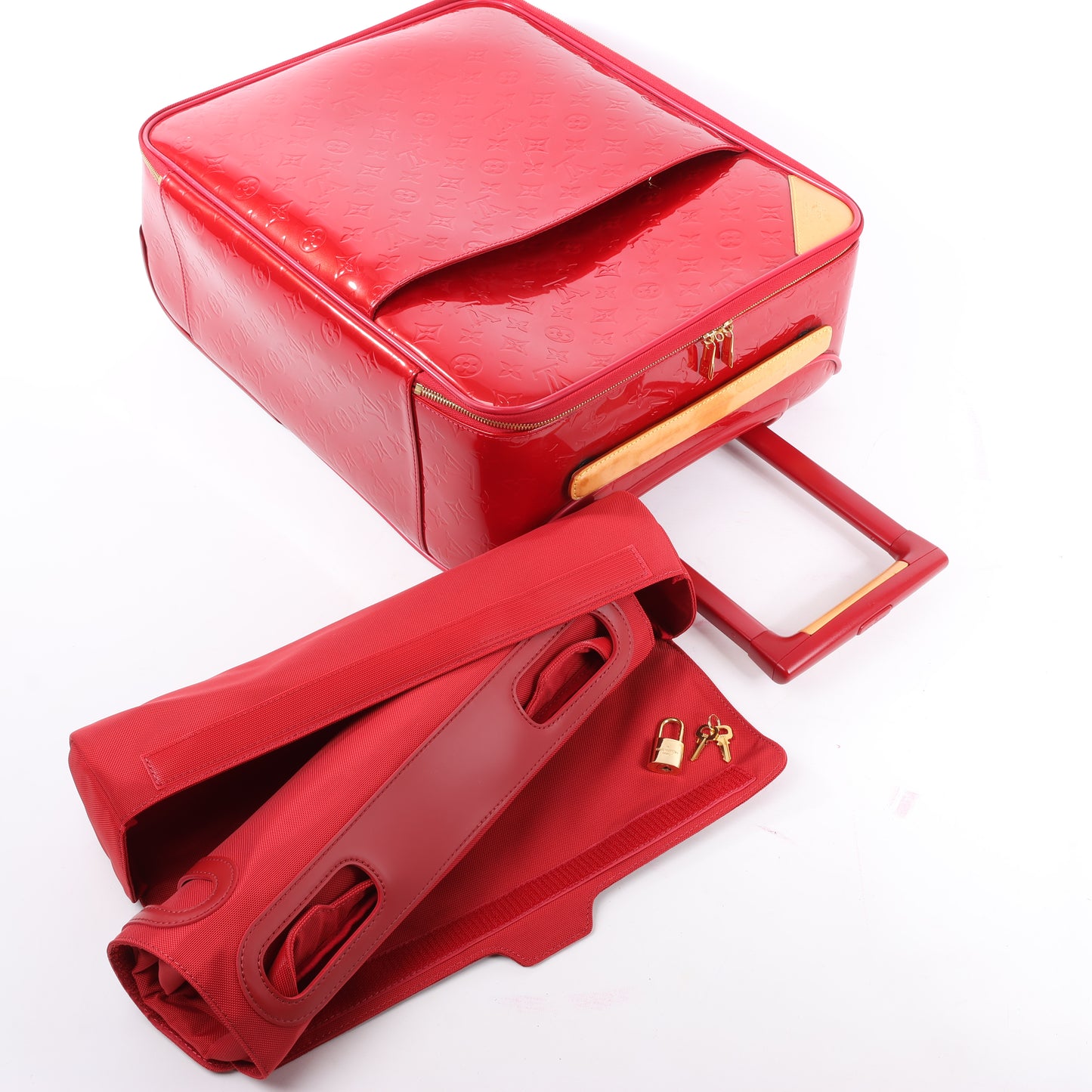 Louis Vuitton Vernis Suitcase Pegase 45 Travel Bag in Red M91278