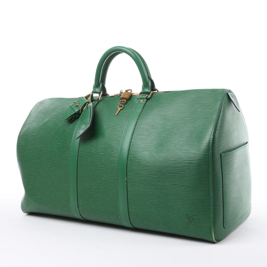 Louis Vuitton Epi Leder Keepall 50 Reisetasche in Grün M42964