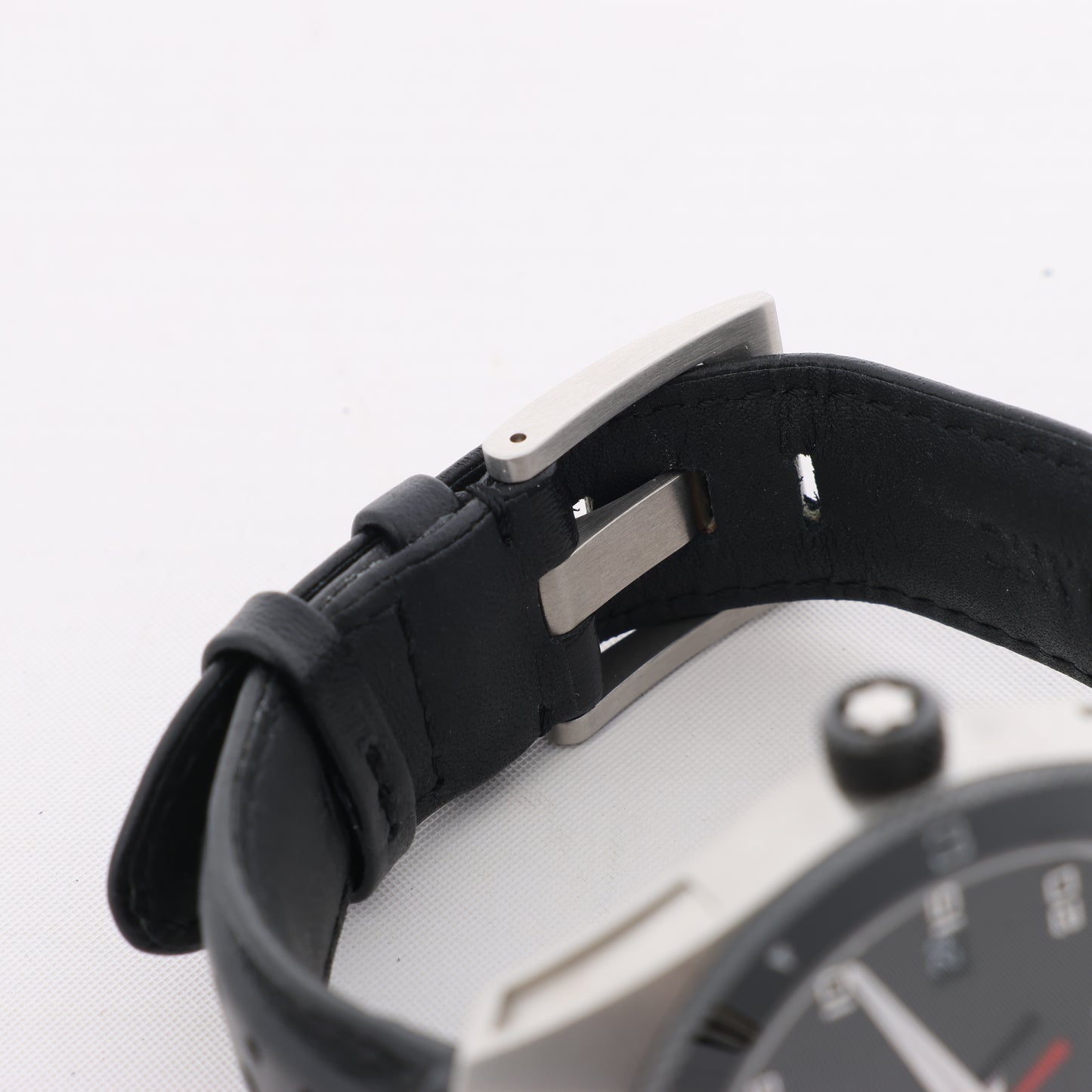Montblanc Timewalker 7426 PLDH3H733 SS & Leather AT Black Dial Watch