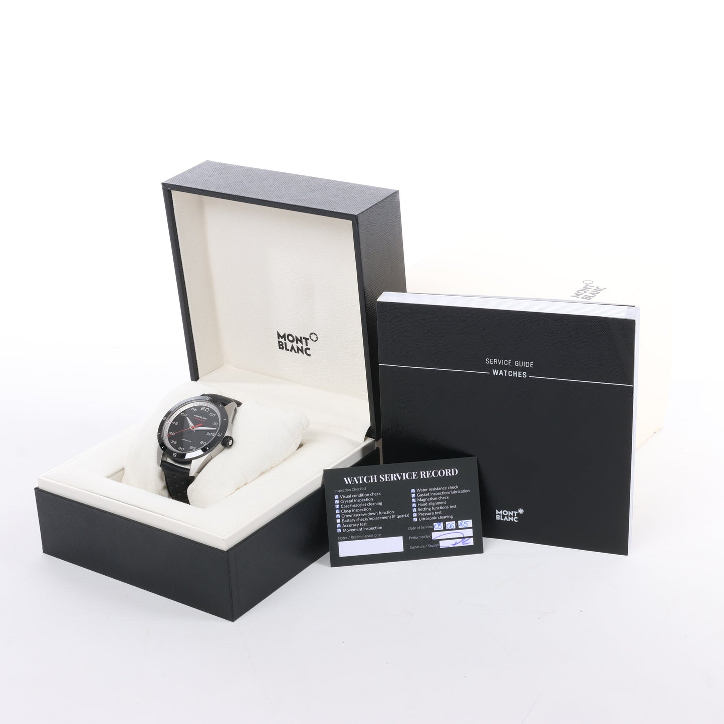 Montblanc Timewalker 7426 PLDH3H733 SS & Leather AT Black Dial Watch