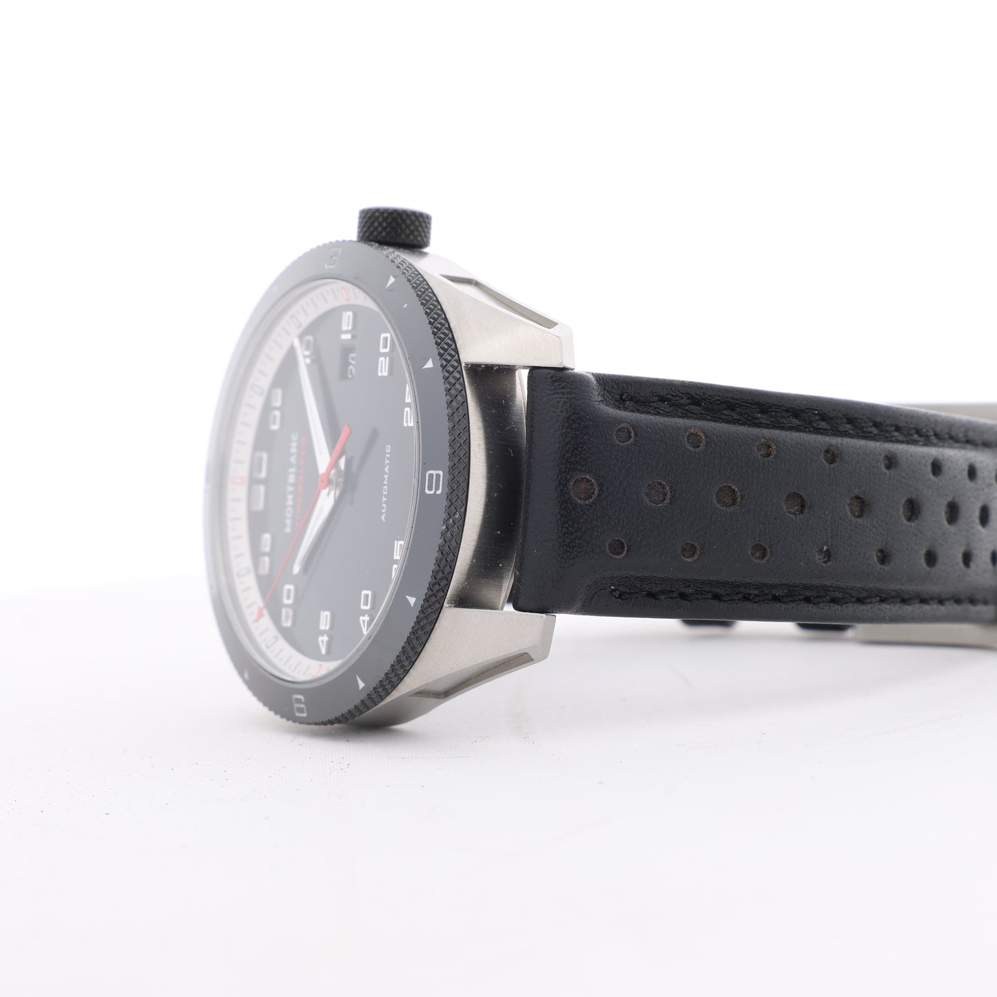 Montblanc Timewalker 7426 PLDH3H733 SS & Leather AT Black Dial Watch