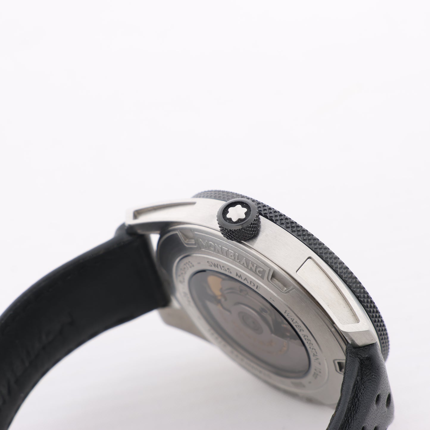 Montblanc Timewalker 7426 PLDH3H733 SS & Leather AT Black Dial Watch