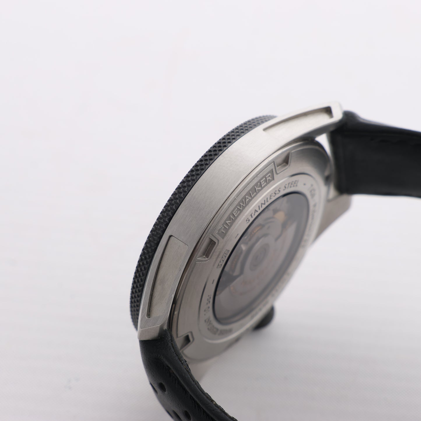 Montblanc Timewalker 7426 PLDH3H733 SS & Leather AT Black Dial Watch