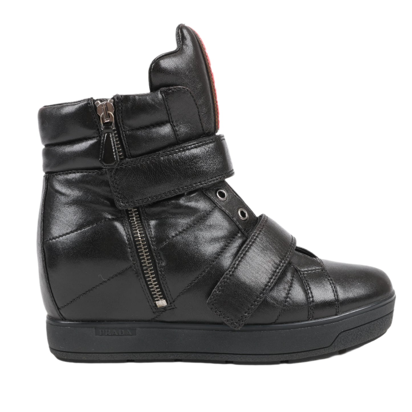Baskets montantes PRADA Sport en cuir noir 3TZ047, pointure 36,5 EU