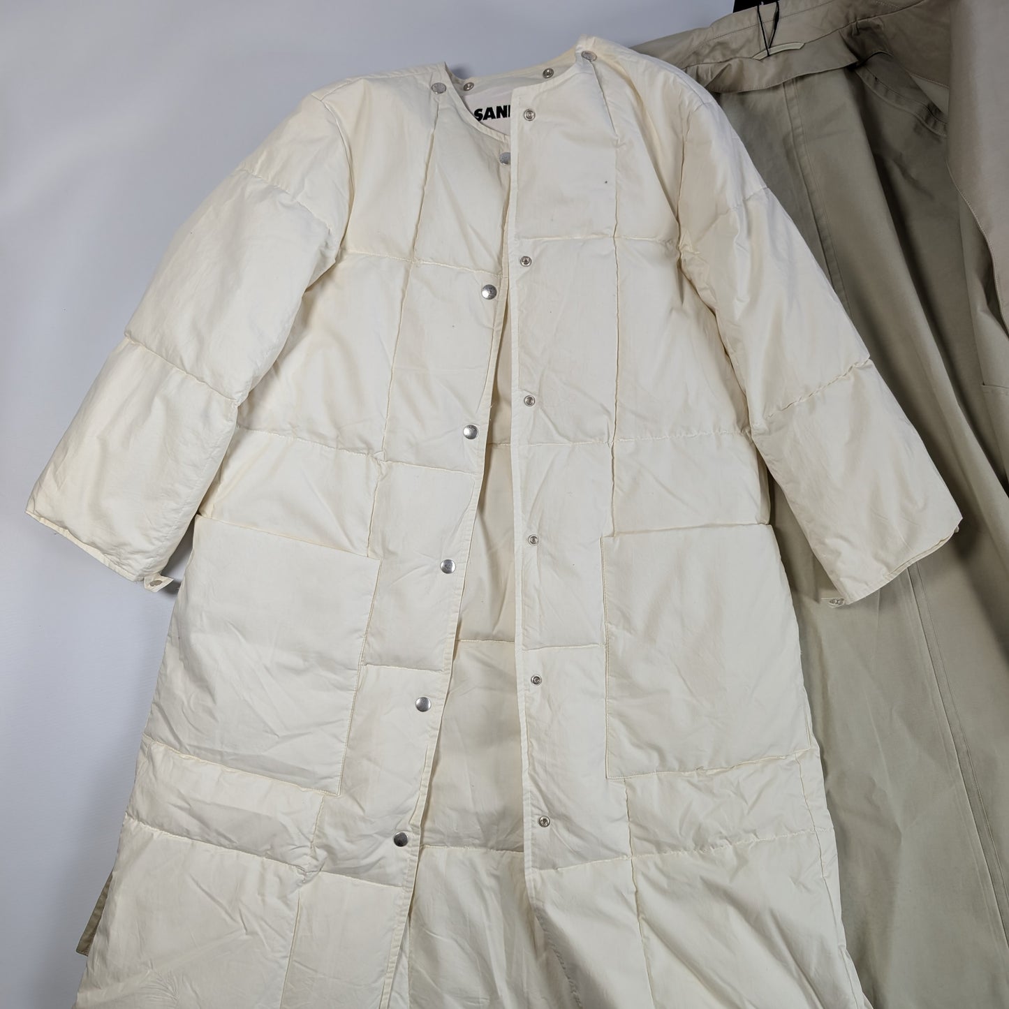 Jil Sander Beiger Doppellagiger Mantel, Größe 36