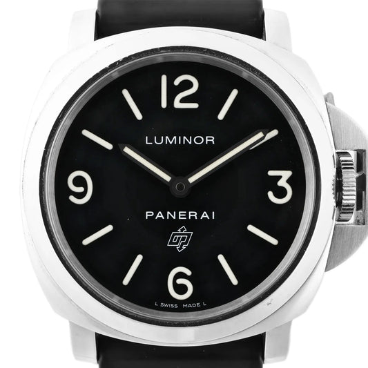 Panerai Luminor Base Logo PAM00000 SS x Rubber Stem-winder Watch with Black Dial