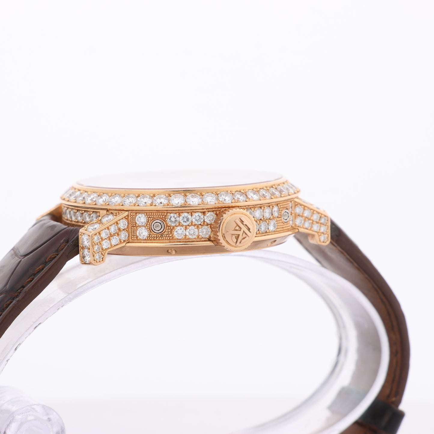 Montre Pierre Kunz Calendrier perpétuel PKA 003 QPR Cuir x RG, Diamants AT Cadran argenté