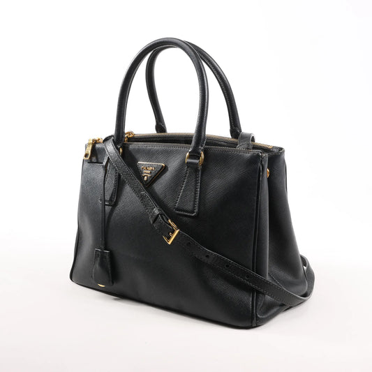 Prada Galleria Saffiano Lux Leather 2Way Handbag in Black