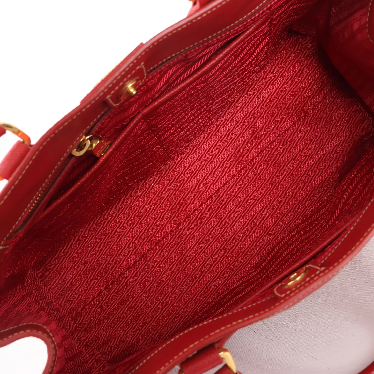 Prada Galleria Saffiano Lux Leather 2Way Handbag in Red x Orange
