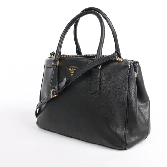 Prada Galleria Saffiano Lux Leather 2Way Handbag in Black