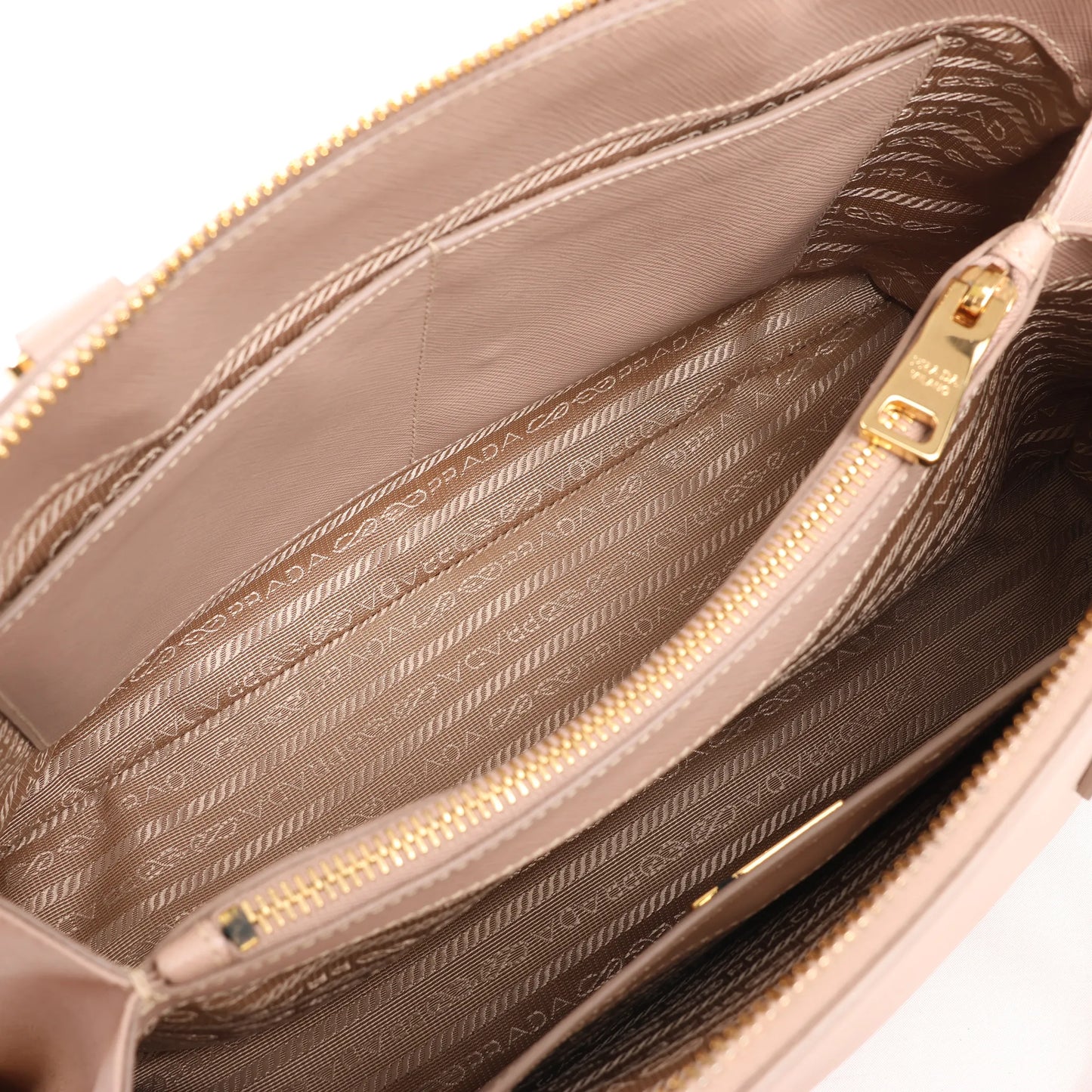 Prada Promenade Saffiano Lux Leather 2Way Handbag in Beige 1BA837