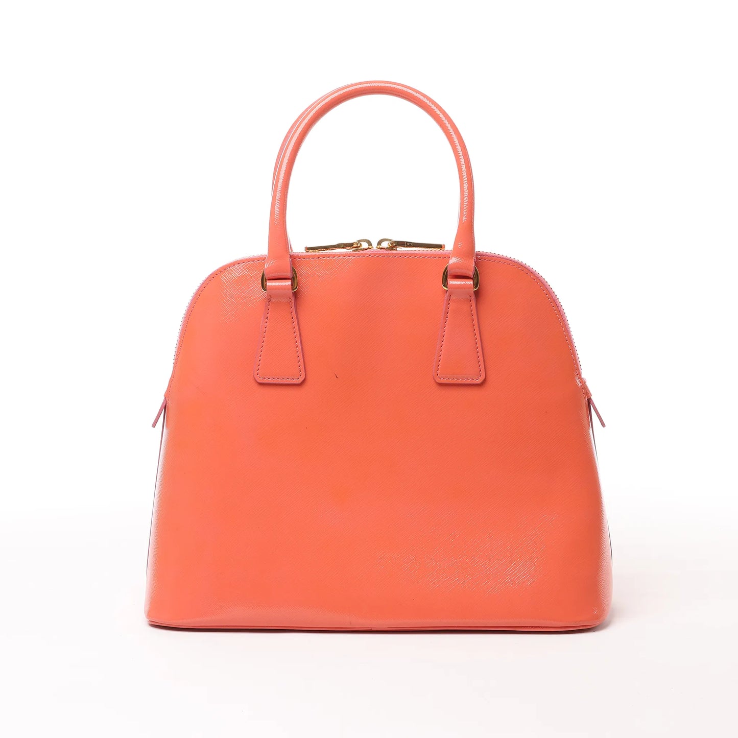 Sac à main Prada Saffiano Vernice Dome en cuir bidirectionnel, couleur bégonia BL0909