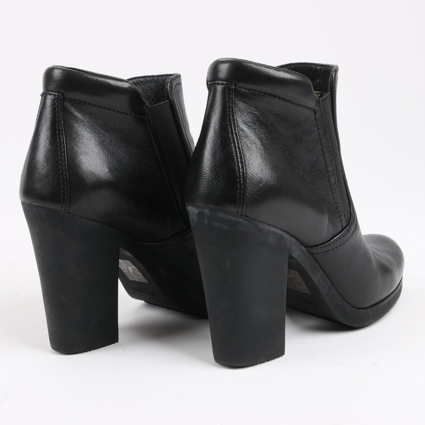 Prada Sport Leather Side Gore Ankle Boots in Black 3TP022, Size 38 EU