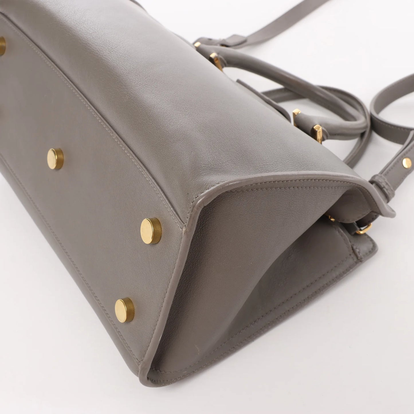 Saint Laurent Paris Baby Cabas 2-Wege-Handtasche aus Leder in Grau 424868