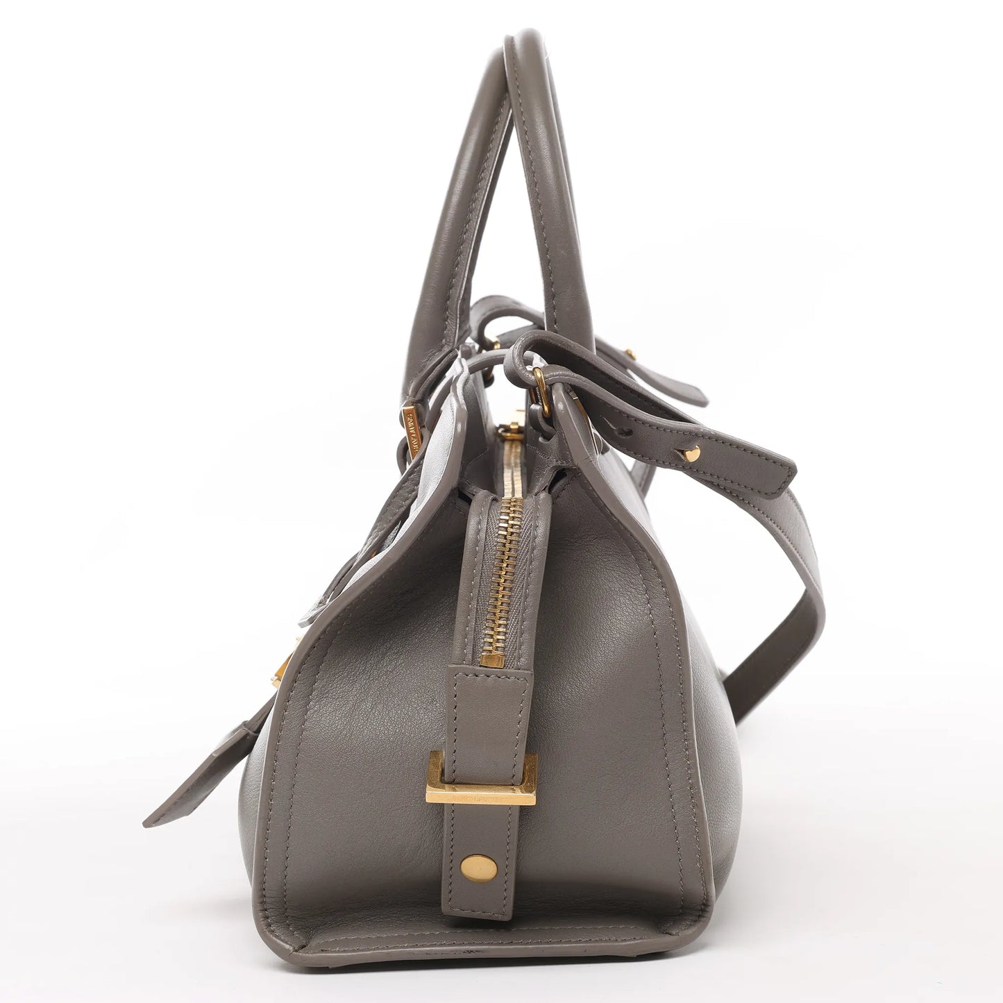 Saint Laurent Paris Baby Cabas 2-Wege-Handtasche aus Leder in Grau 424868