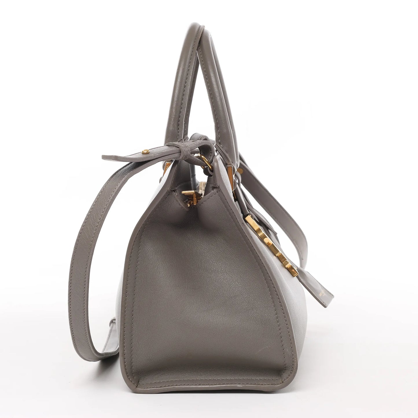 Saint Laurent Paris Baby Cabas 2-Wege-Handtasche aus Leder in Grau 424868
