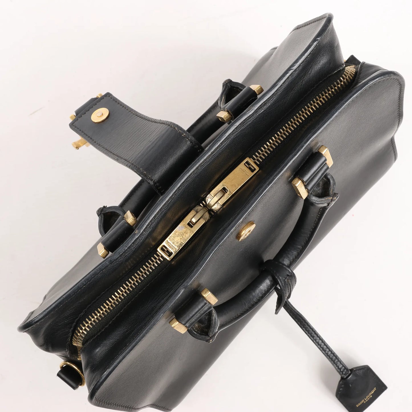 Saint Laurent Paris Baby Cabas Leather Handbag in Black 472466