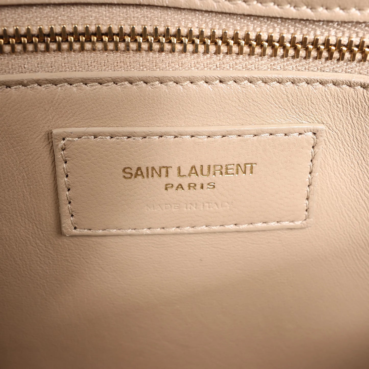 Saint Laurent Paris Carre Leather Shoulder bag in Beige 633214