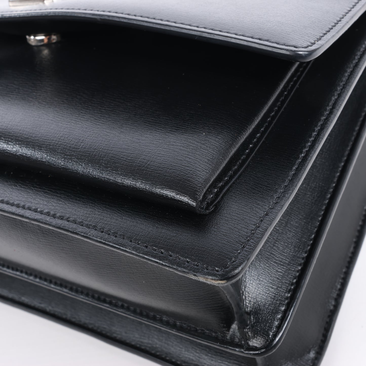 Saint Laurent Paris Medium Sunset Leather Chain Shoulder Bag in Black 498779