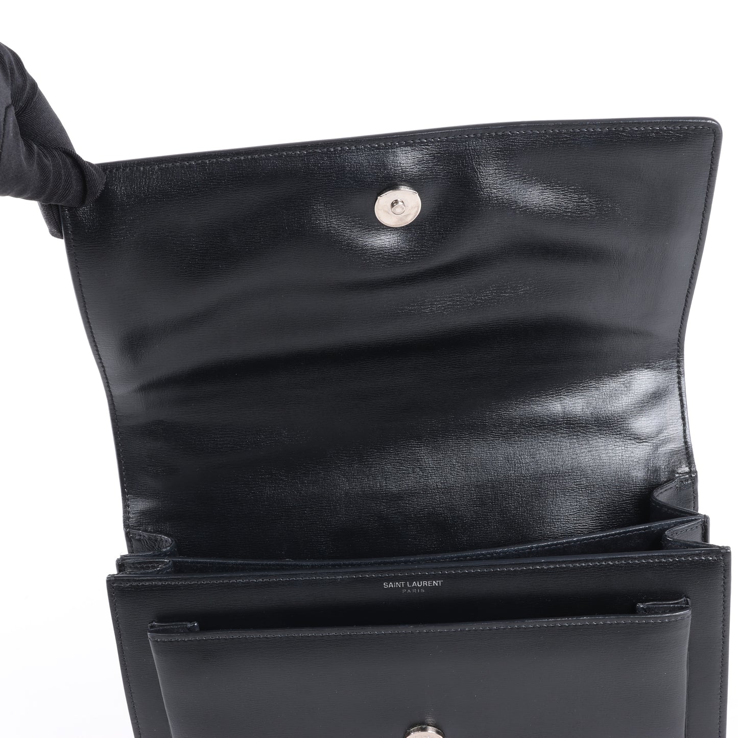 Saint Laurent Paris Medium Sunset Leather Chain Shoulder Bag in Black 498779
