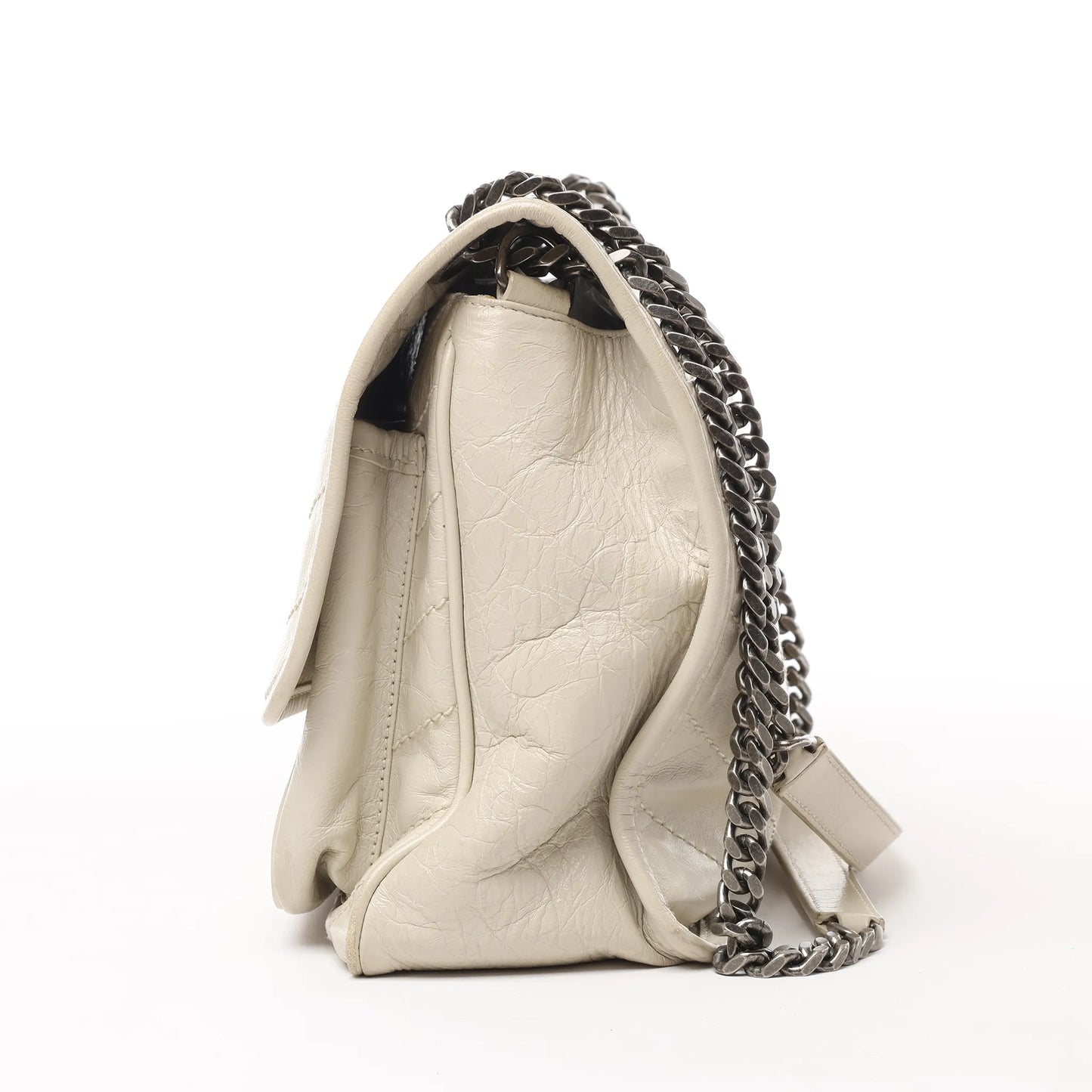 Sac bandoulière chaîne Niki moyen en cuir Saint Laurent Paris Écru 633158