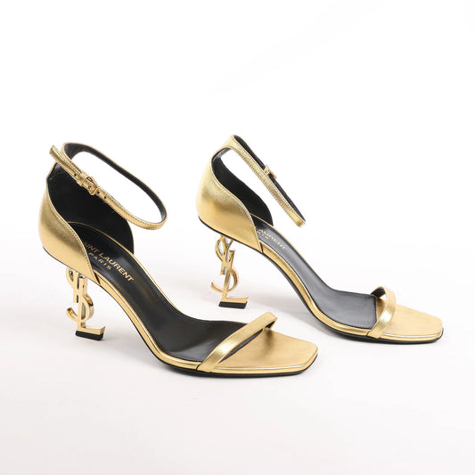 Saint Laurent Paris Opium Leder Heels in Gold AU557679, Größe 36,5 EU