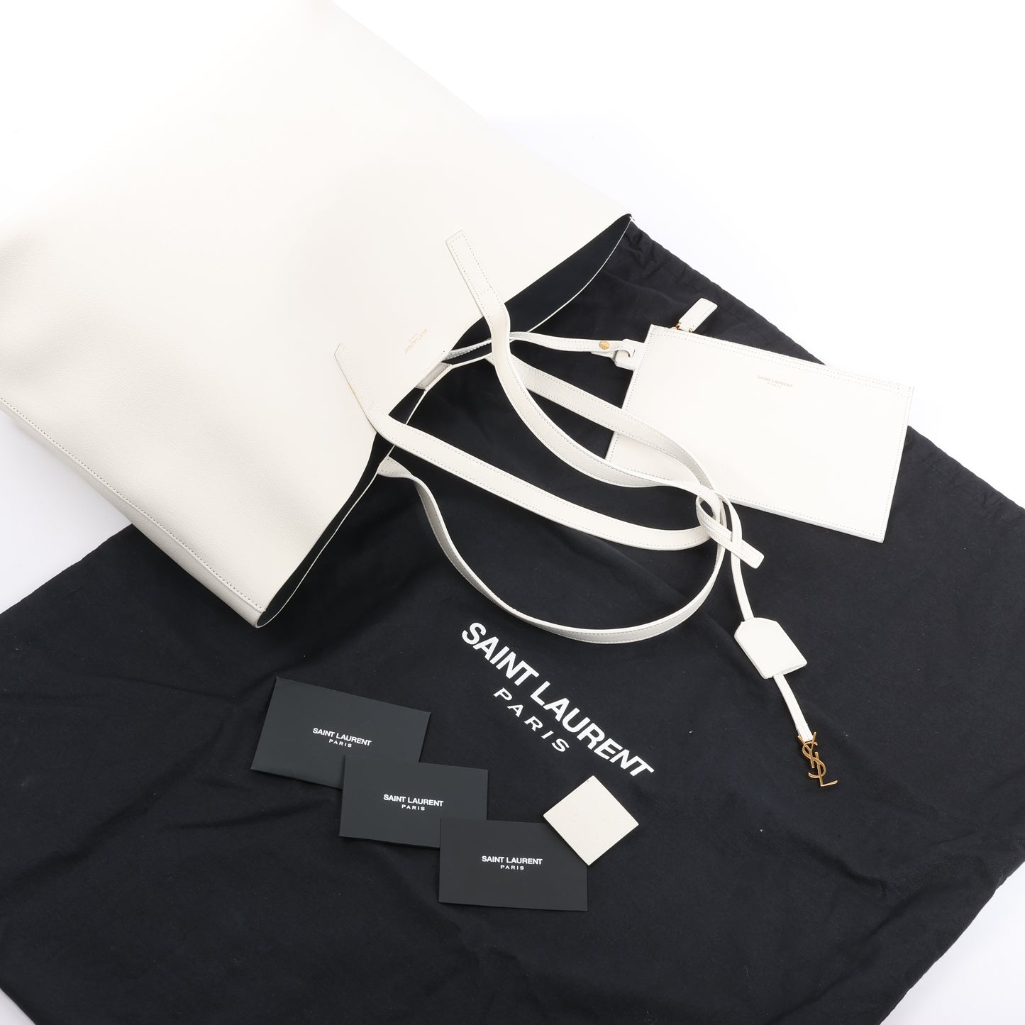 Saint Laurent Paris Sac Shopping Leather Shoulder bag in Ecru 394195