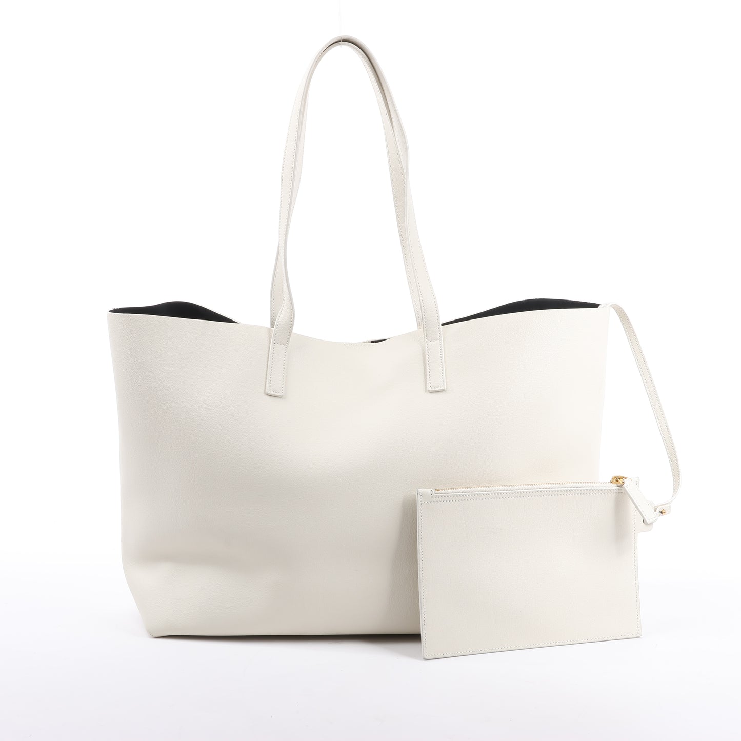 Saint Laurent Paris Sac Shopping Leather Shoulder bag in Ecru 394195