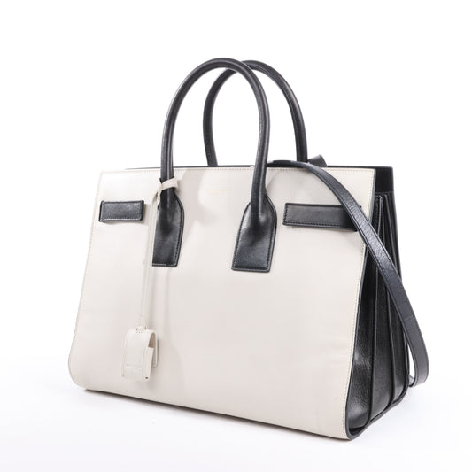 Sac à main double face en cuir Sac de Jour Saint Laurent Paris, noir et blanc 324823