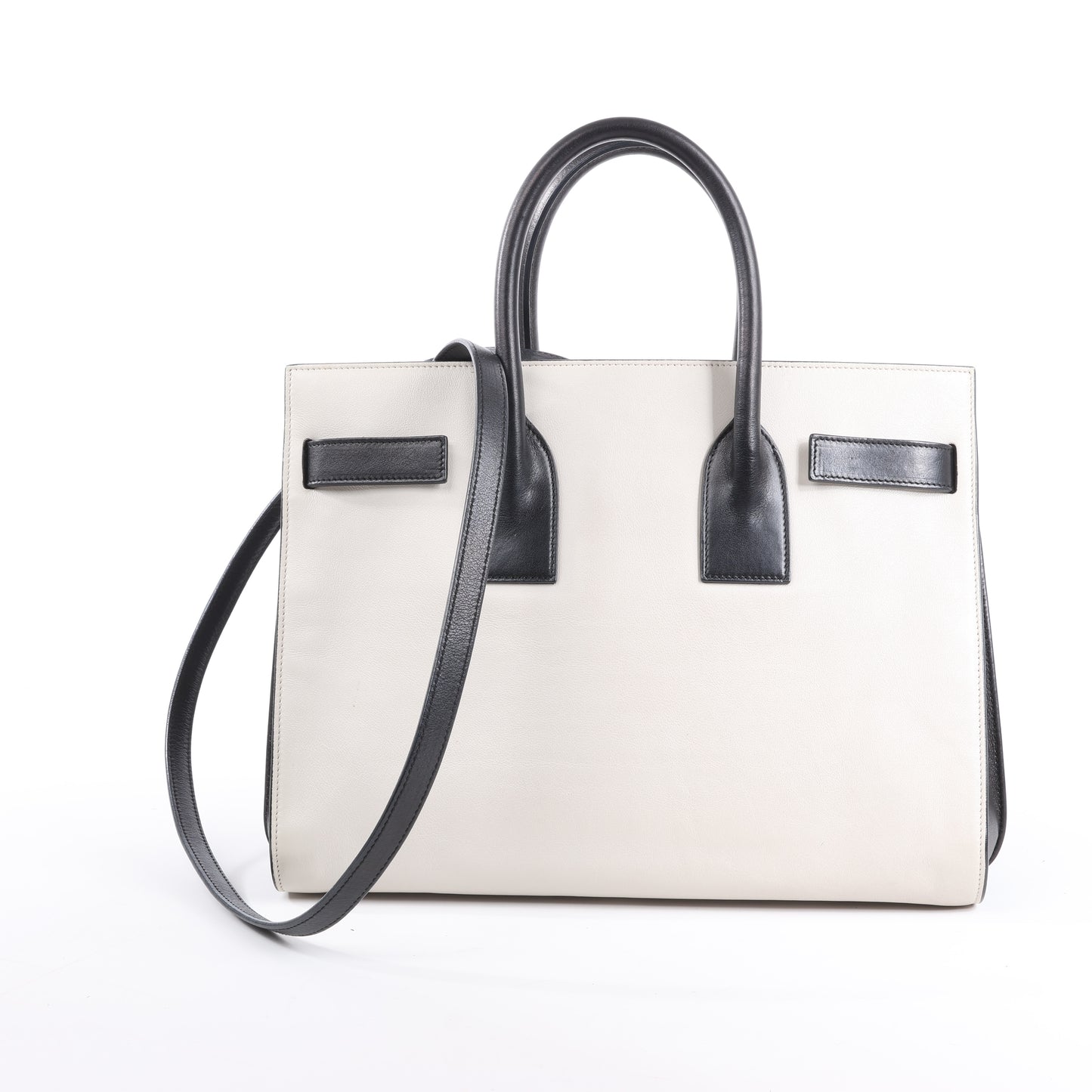Saint Laurent Paris Sac de Jour Leather 2way Handbag in Black x White 324823