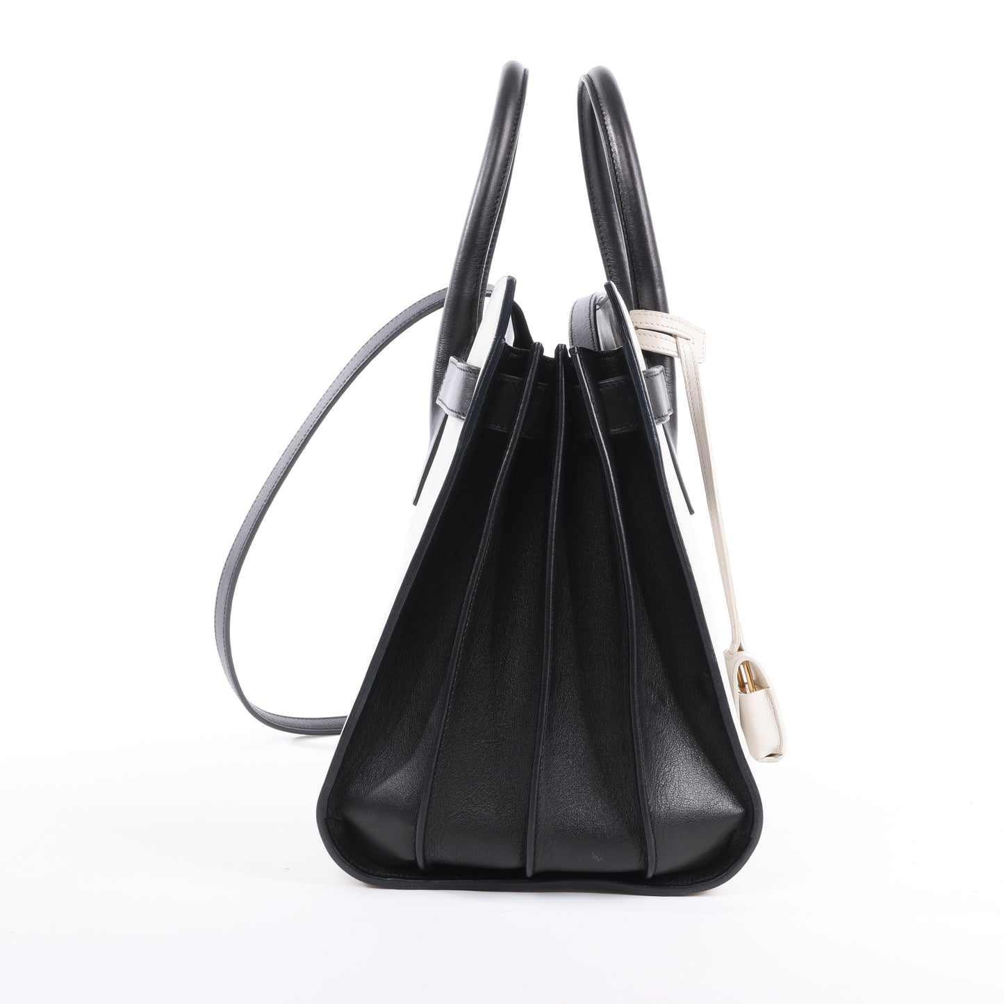 Saint Laurent Paris Sac de Jour Leather 2way Handbag in Black x White 324823