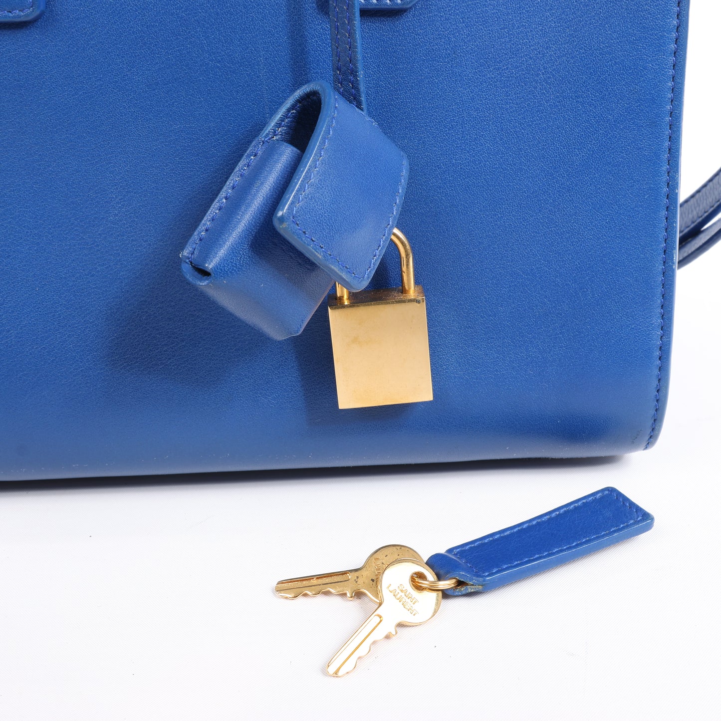 Saint Laurent Paris Sac de Jour Leather 2Way Handbag in Blue 340778