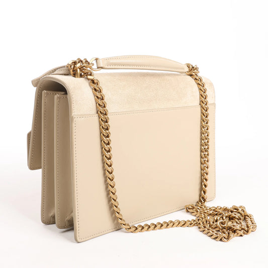 Saint Laurent Paris Sunset Medium Leather x Suede Shoulder Bag in Beige 442906
