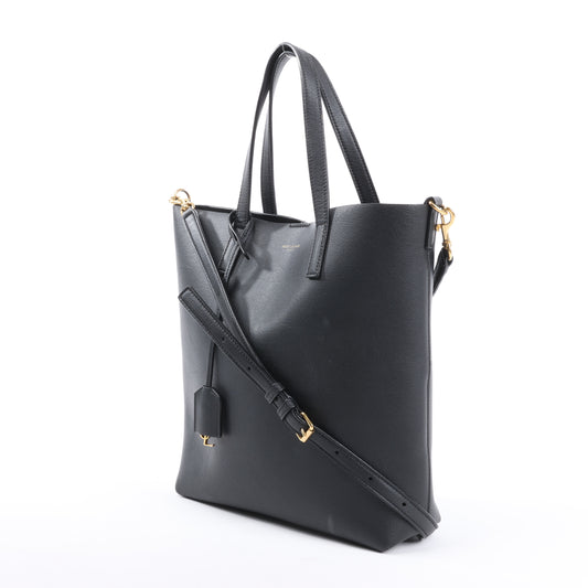 Sac à main en cuir noir Saint Laurent Paris Toy Shopping à double compartiment