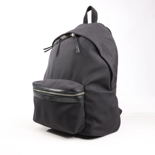 Saint Laurent Paris Canvas x Leather Backpack in Black 435988