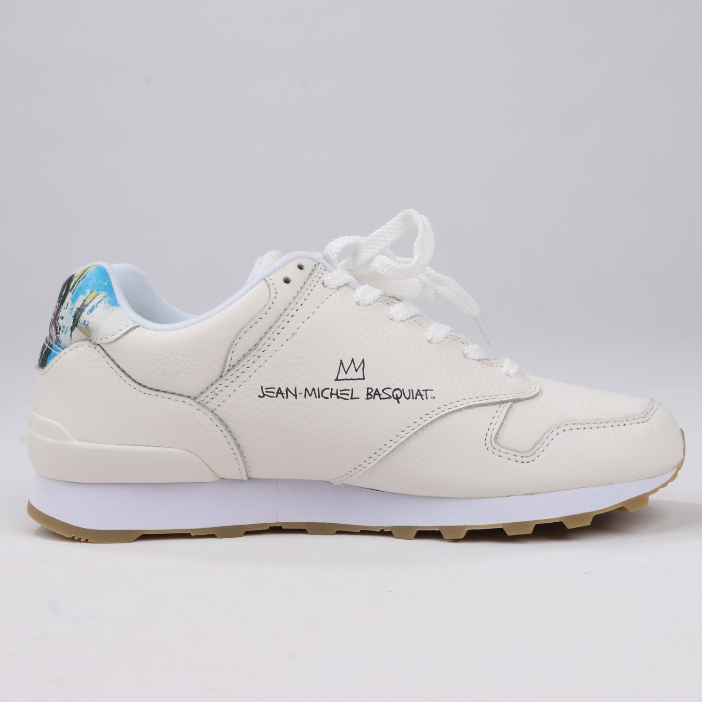 Sangacio x JEAN MICHEL BASQUIAT Leather Sneakers in White, Size 42